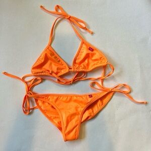 Tangerine Chynna Dolls Bikini Set with Scrunch Bottom New